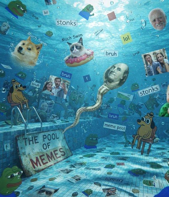 Pool of memes with money sperm