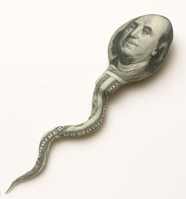 Ben Franklin money sperm vertical